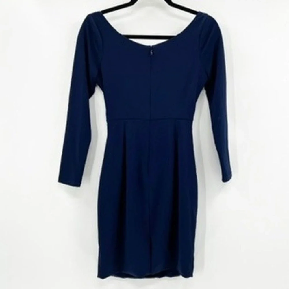 Dress The Population Navy Long Sleeve Twist Cutout Cocktail Mini‎ Dress Size S